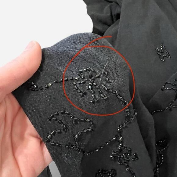 VTG 90s Laundry by Shelli Segal Black Beaded Mesh High Neck Open Back Maxi Dress - Picture 7 of 8